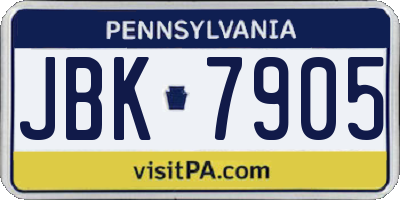 PA license plate JBK7905