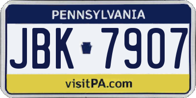 PA license plate JBK7907