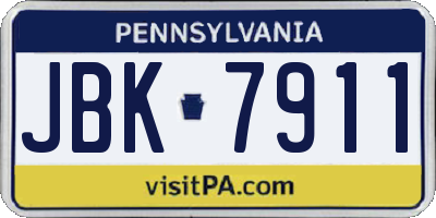 PA license plate JBK7911