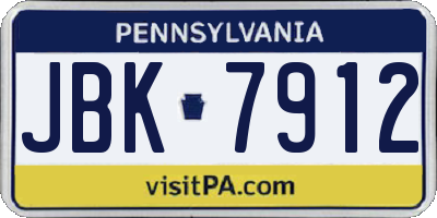 PA license plate JBK7912