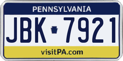 PA license plate JBK7921