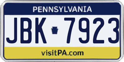 PA license plate JBK7923