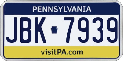 PA license plate JBK7939