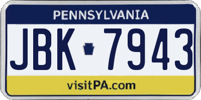 PA license plate JBK7943