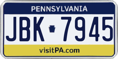 PA license plate JBK7945