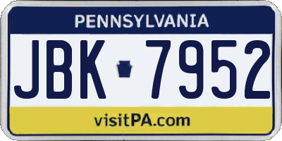 PA license plate JBK7952