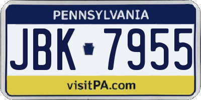 PA license plate JBK7955