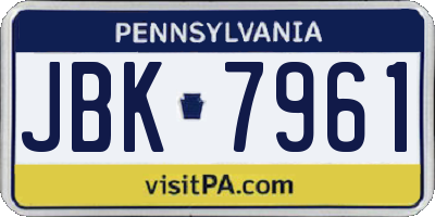 PA license plate JBK7961
