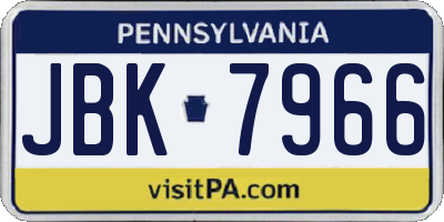PA license plate JBK7966
