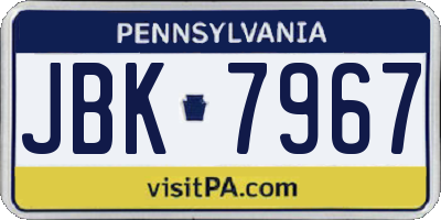 PA license plate JBK7967