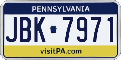 PA license plate JBK7971