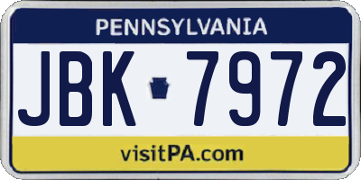 PA license plate JBK7972