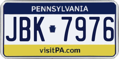 PA license plate JBK7976