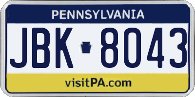 PA license plate JBK8043