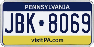 PA license plate JBK8069