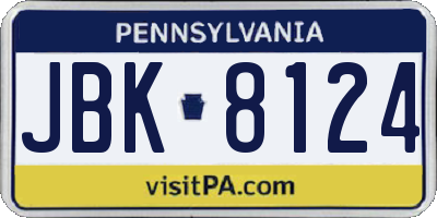 PA license plate JBK8124