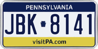 PA license plate JBK8141
