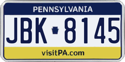 PA license plate JBK8145