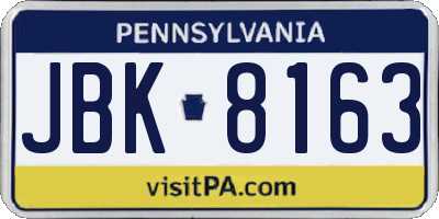 PA license plate JBK8163