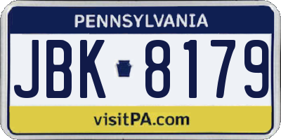 PA license plate JBK8179