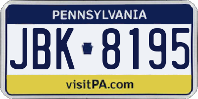 PA license plate JBK8195