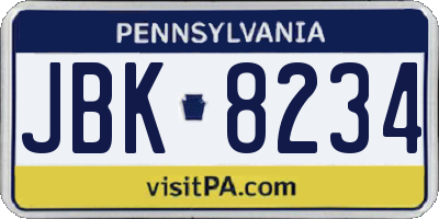 PA license plate JBK8234
