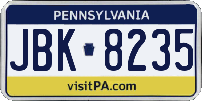 PA license plate JBK8235