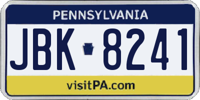 PA license plate JBK8241