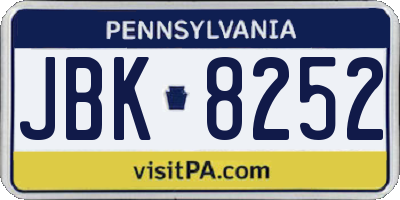 PA license plate JBK8252