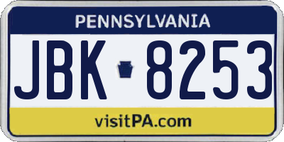 PA license plate JBK8253
