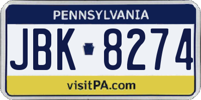 PA license plate JBK8274