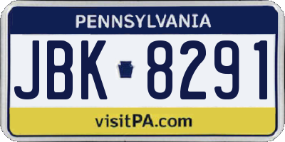 PA license plate JBK8291
