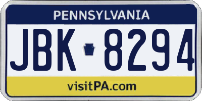 PA license plate JBK8294