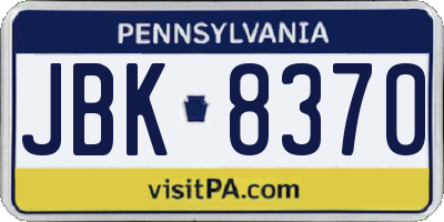 PA license plate JBK8370
