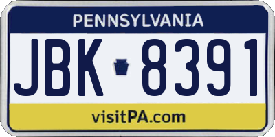 PA license plate JBK8391