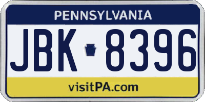 PA license plate JBK8396