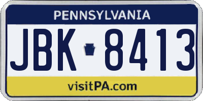 PA license plate JBK8413