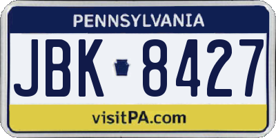 PA license plate JBK8427