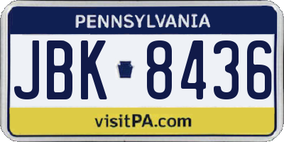 PA license plate JBK8436