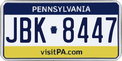 PA license plate JBK8447
