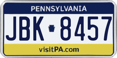 PA license plate JBK8457