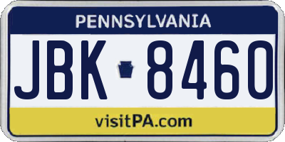 PA license plate JBK8460