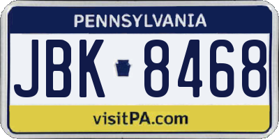 PA license plate JBK8468