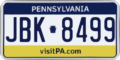 PA license plate JBK8499
