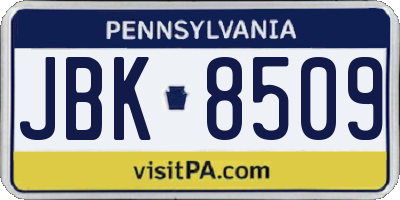 PA license plate JBK8509