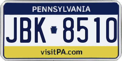 PA license plate JBK8510