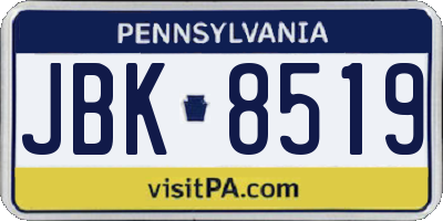 PA license plate JBK8519