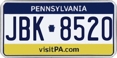 PA license plate JBK8520