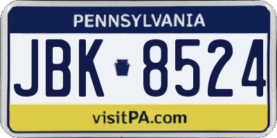 PA license plate JBK8524