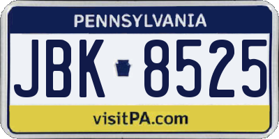 PA license plate JBK8525